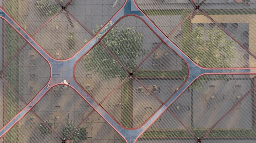 Aerial view of the roof canopy pattern, The Garden Grub
