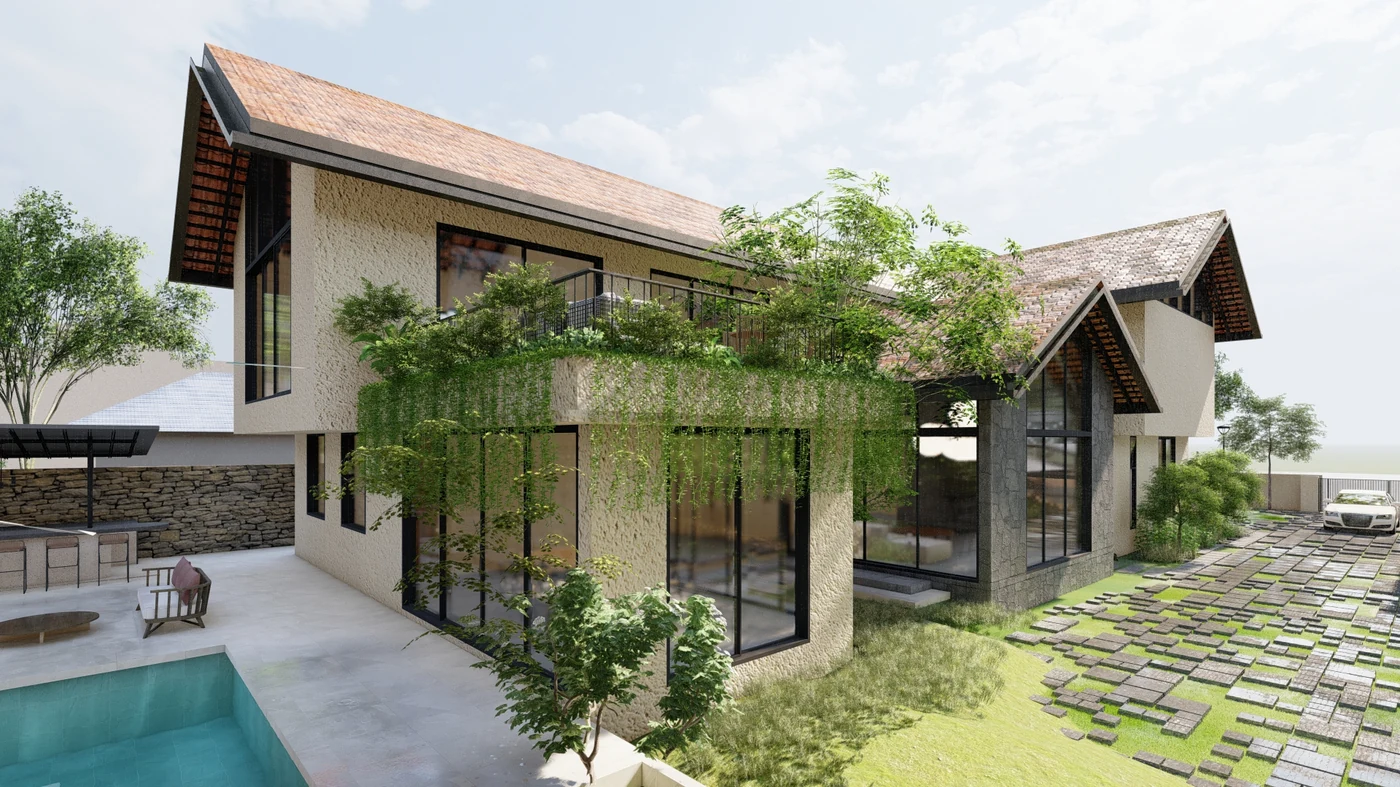 Rear elevation, The Grove House