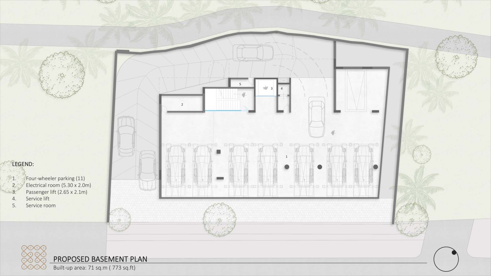 Level plans for Regal Corporate Office, including the proposed basement parking layout